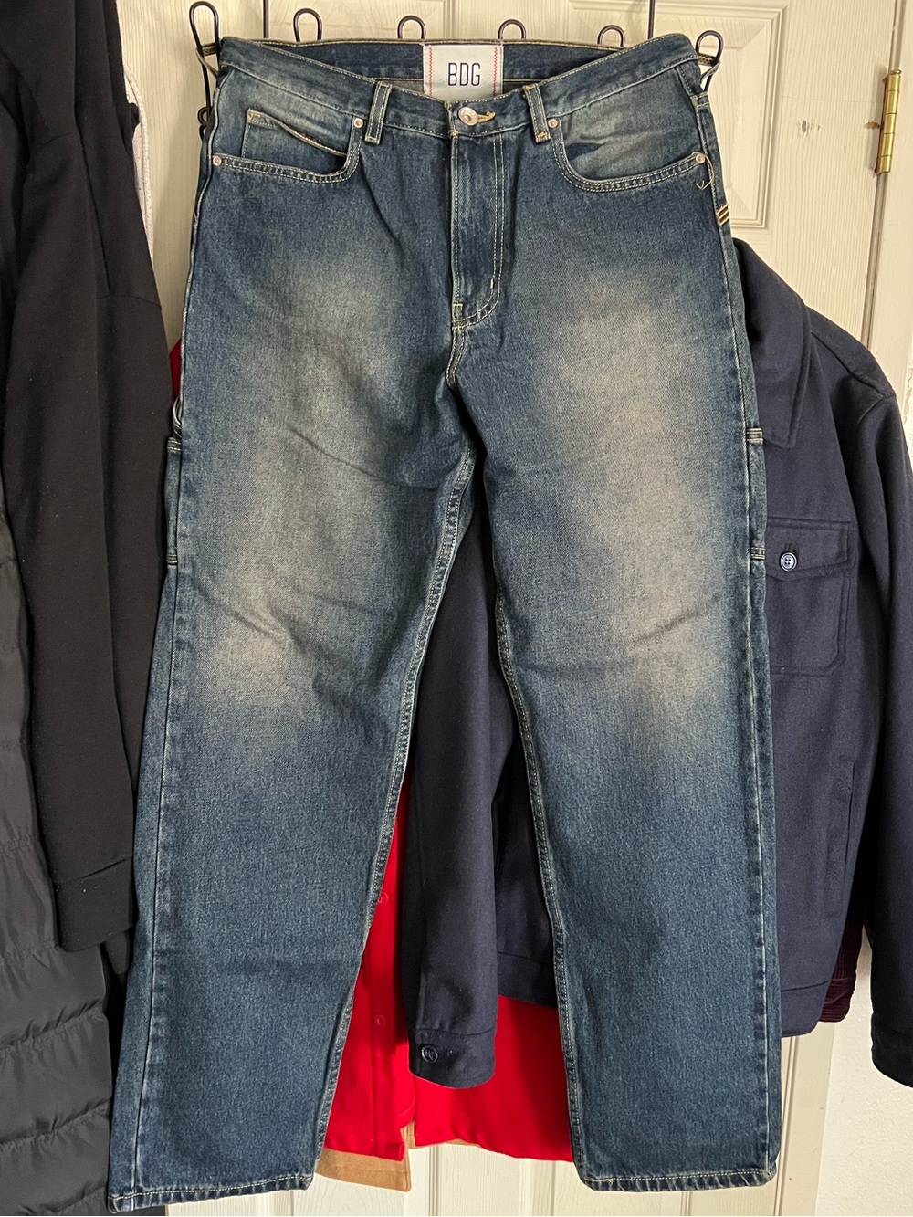 BDG Men's Faded Blue Straight-Leg Carpenter Denim Jeans 32x34